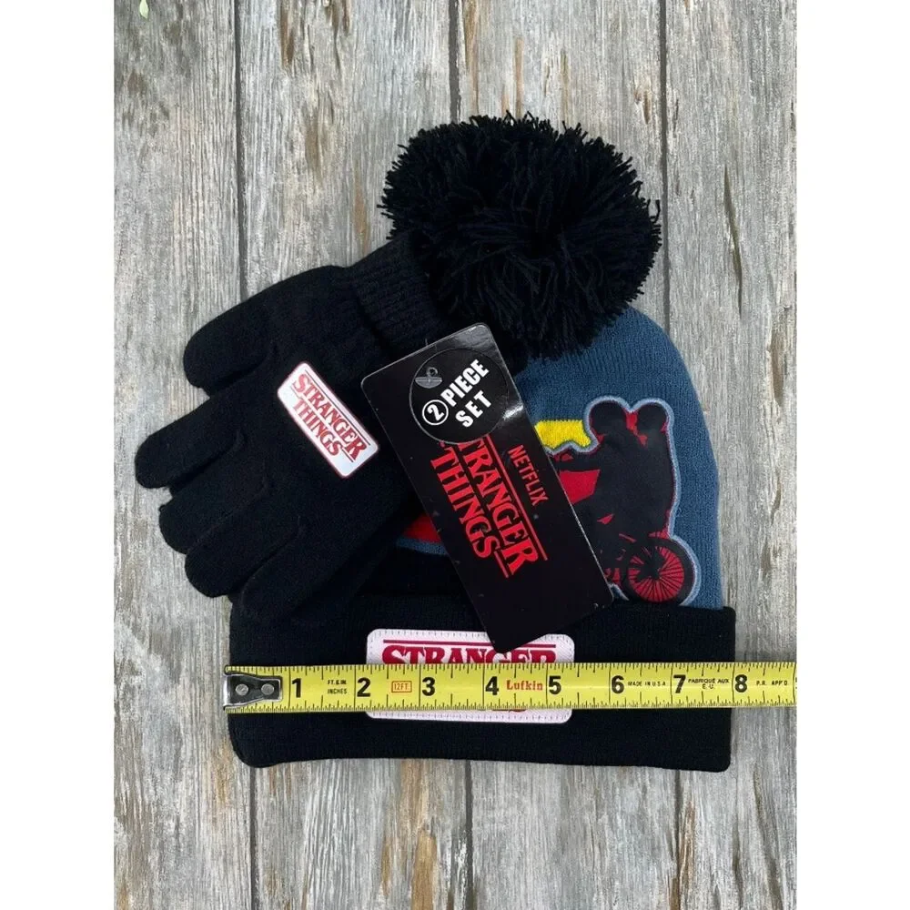 Stranger Things Beanie Hat With Pom Pom & Glove Set